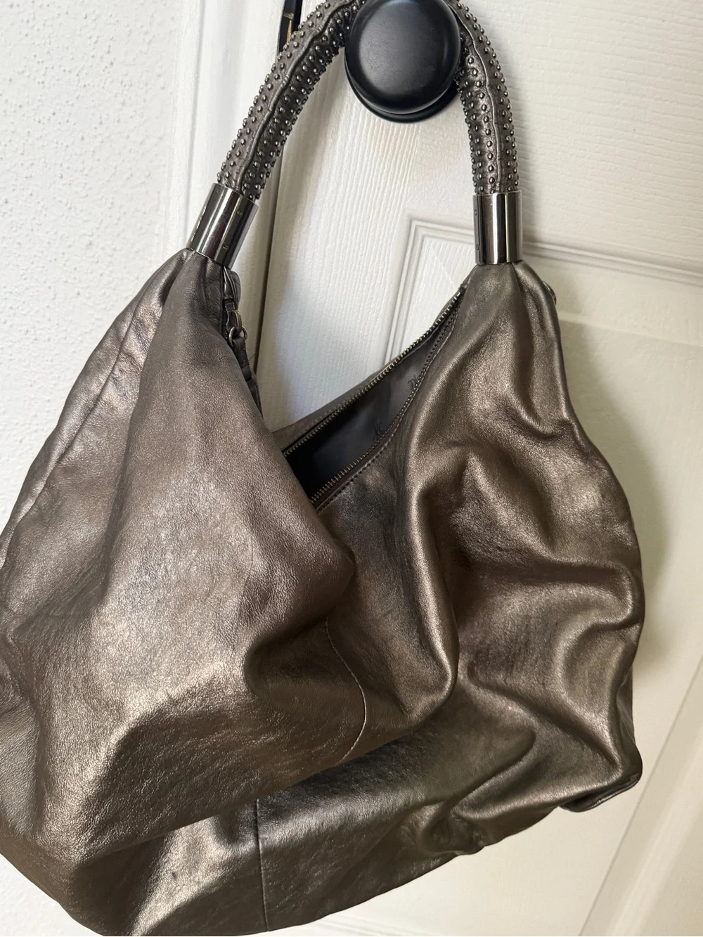 Kenneth Cole New York Metallic Gunmetal Hobo Bag